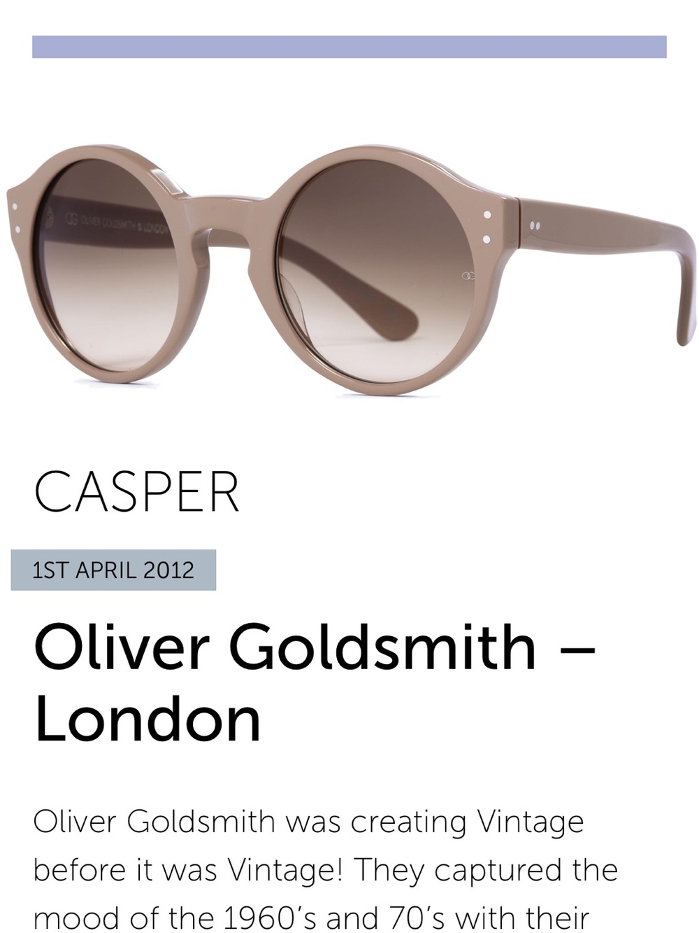Oliver Goldsmith Casper Latte sunglasses